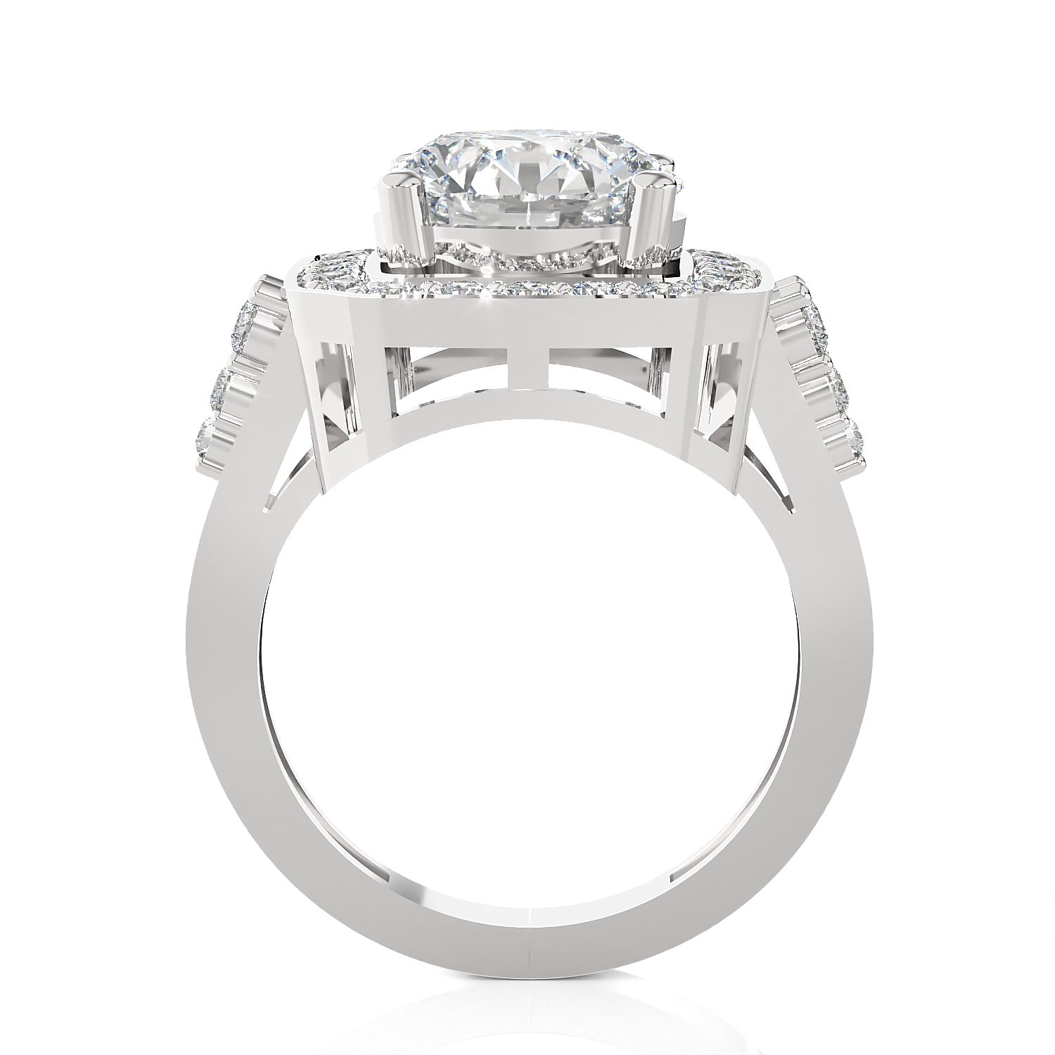 Round Lab Grown Diamond Halo Engagement Ring