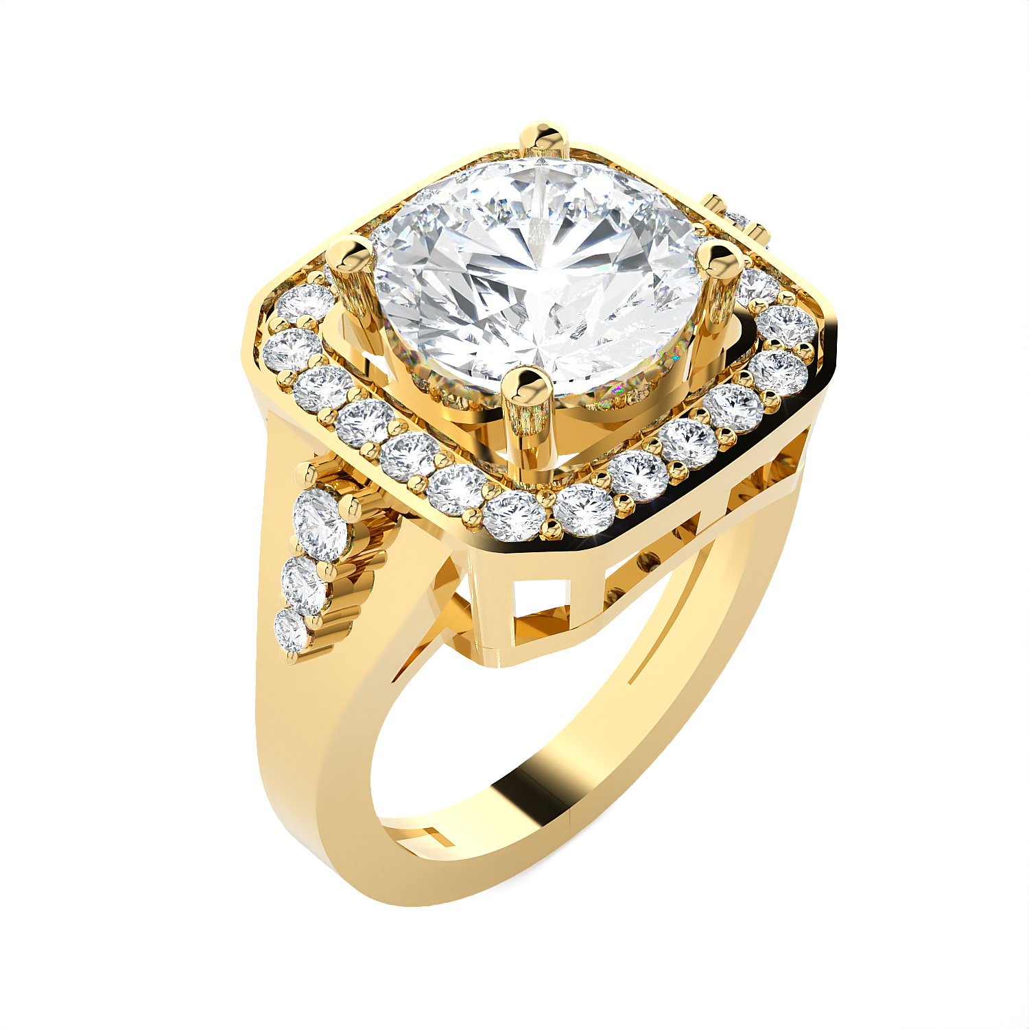 Round Lab Grown Diamond Halo Engagement Ring