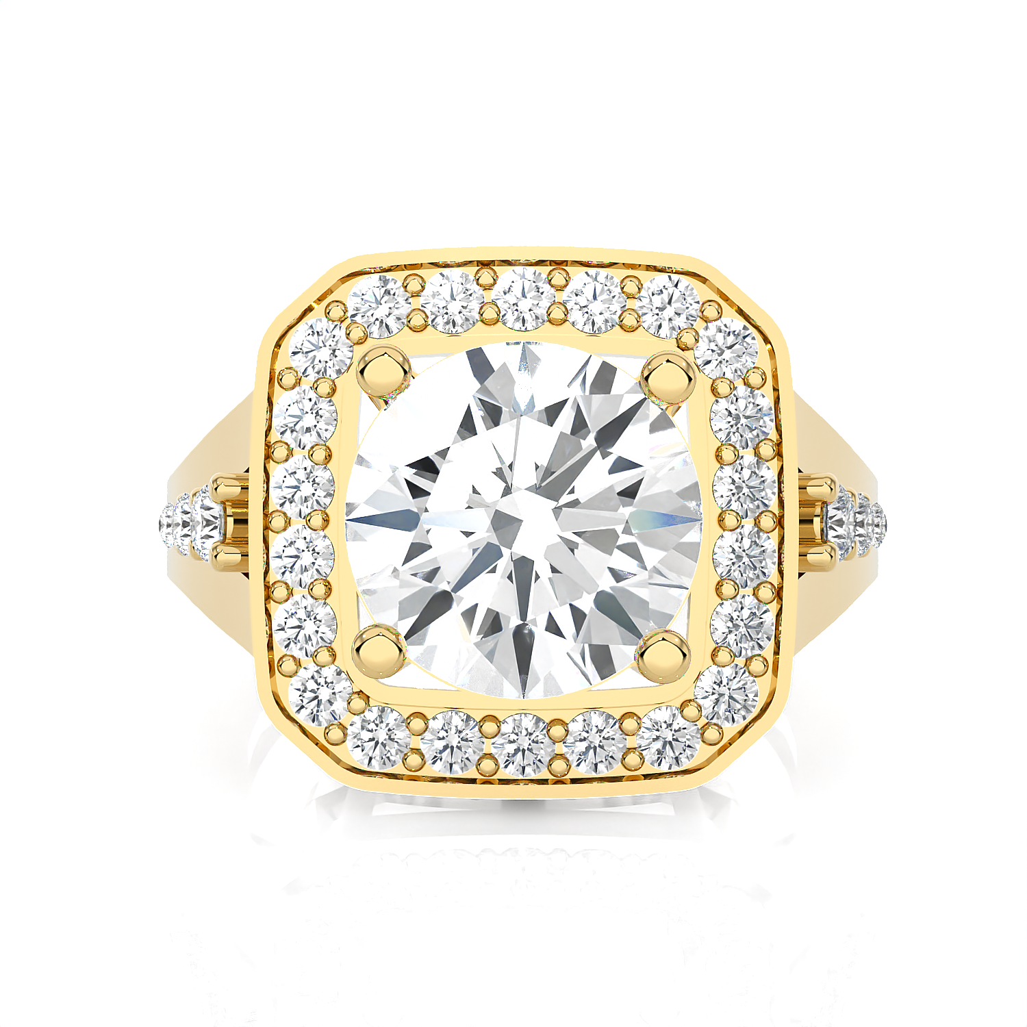 Round Lab Grown Diamond Halo Engagement Ring