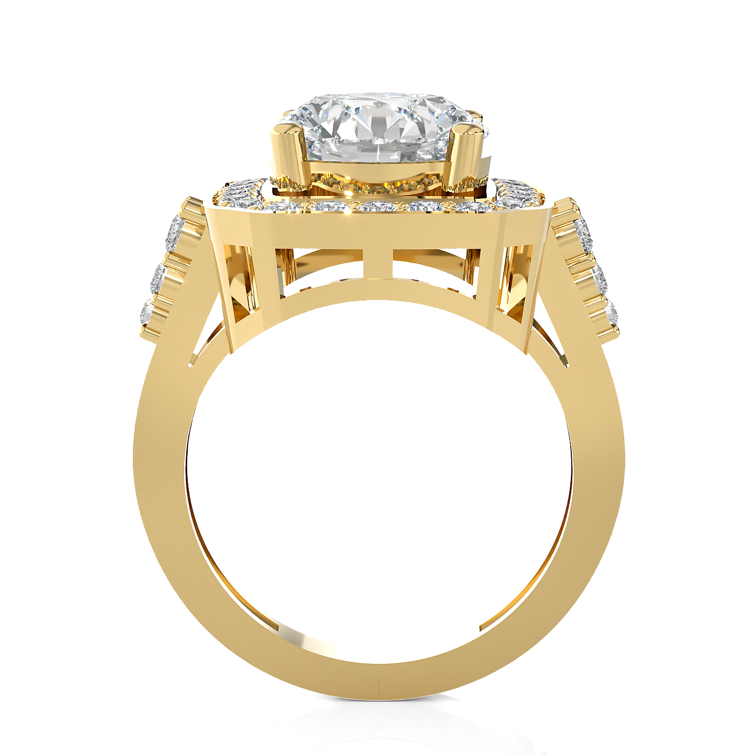 Round Lab Grown Diamond Halo Engagement Ring