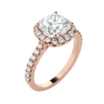 Cushion-Cut Lab Grown Diamond Halo Engagement Ring