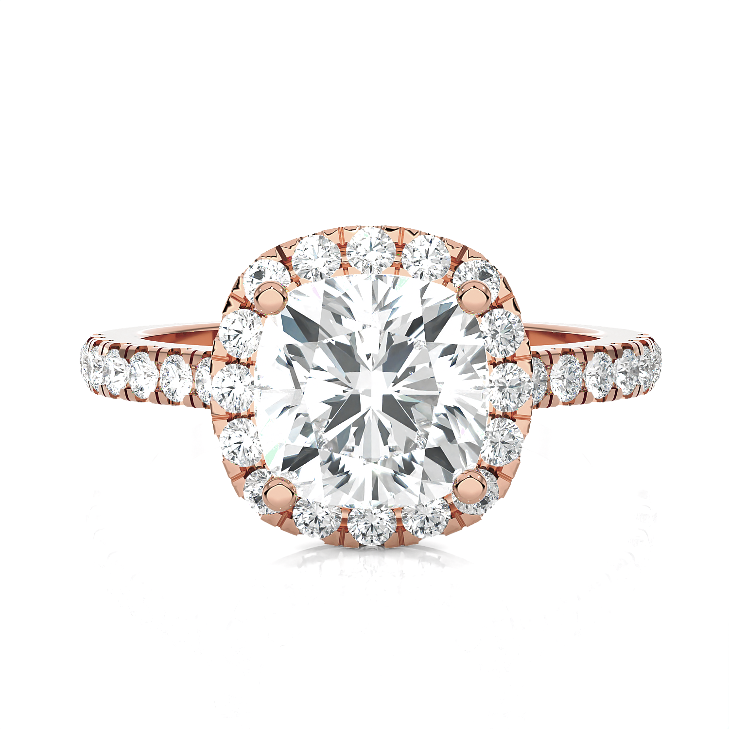 Cushion-Cut Lab Grown Diamond Halo Engagement Ring