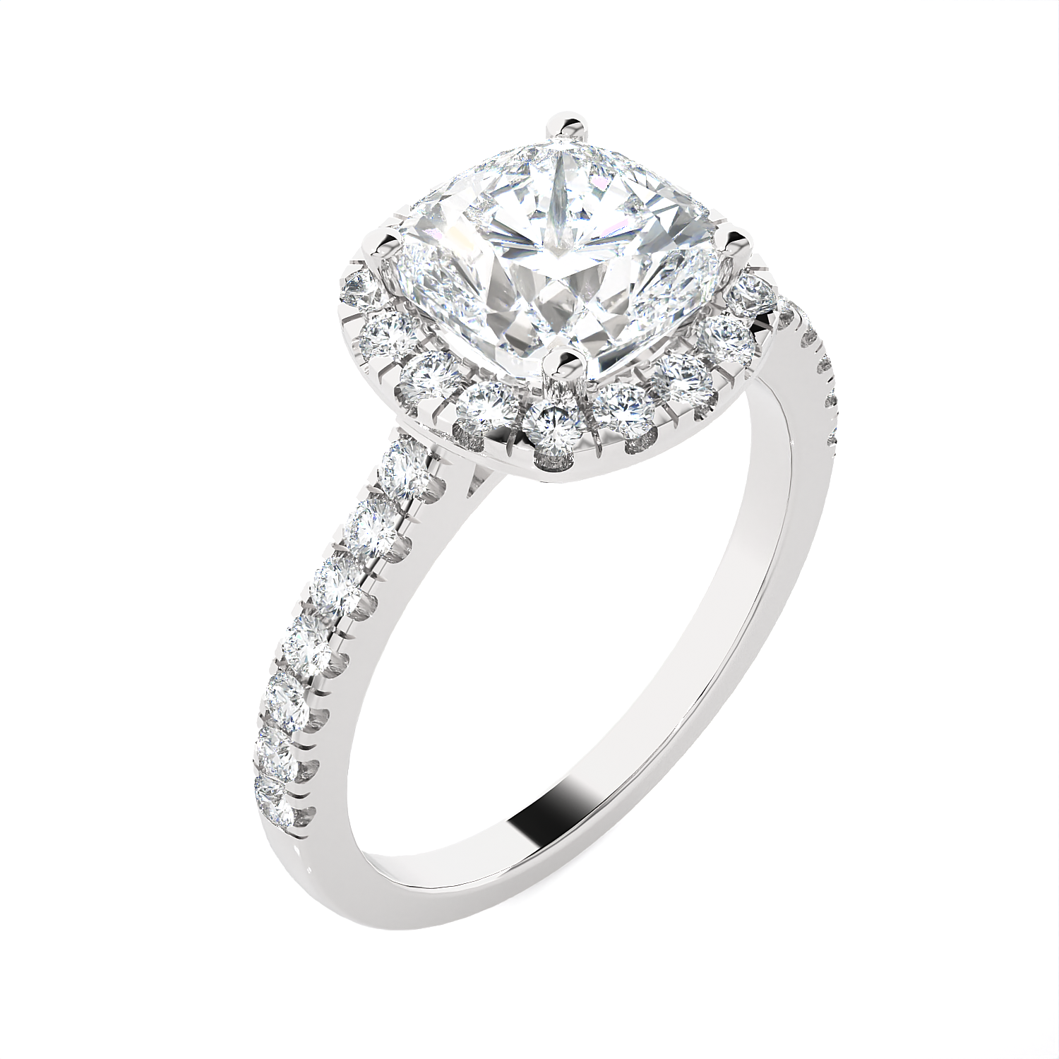 Cushion-Cut Lab Grown Diamond Halo Engagement Ring