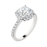Cushion-Cut Lab Grown Diamond Halo Engagement Ring