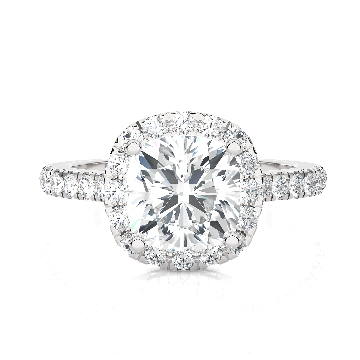 Cushion-Cut Lab Grown Diamond Halo Engagement Ring