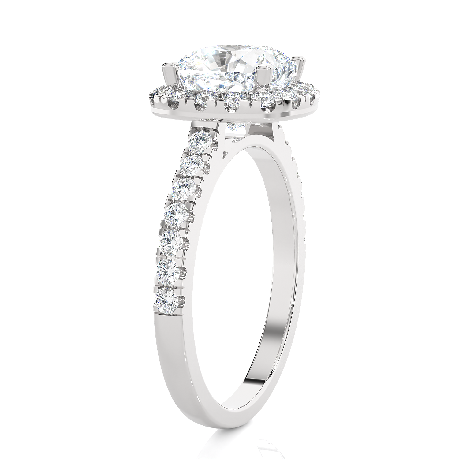 Cushion-Cut Lab Grown Diamond Halo Engagement Ring