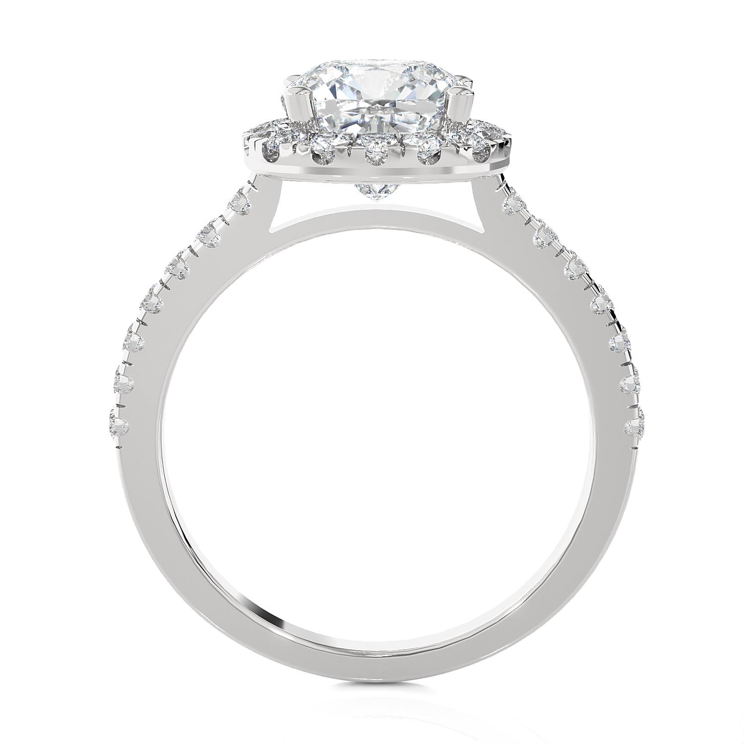 Cushion-Cut Lab Grown Diamond Halo Engagement Ring