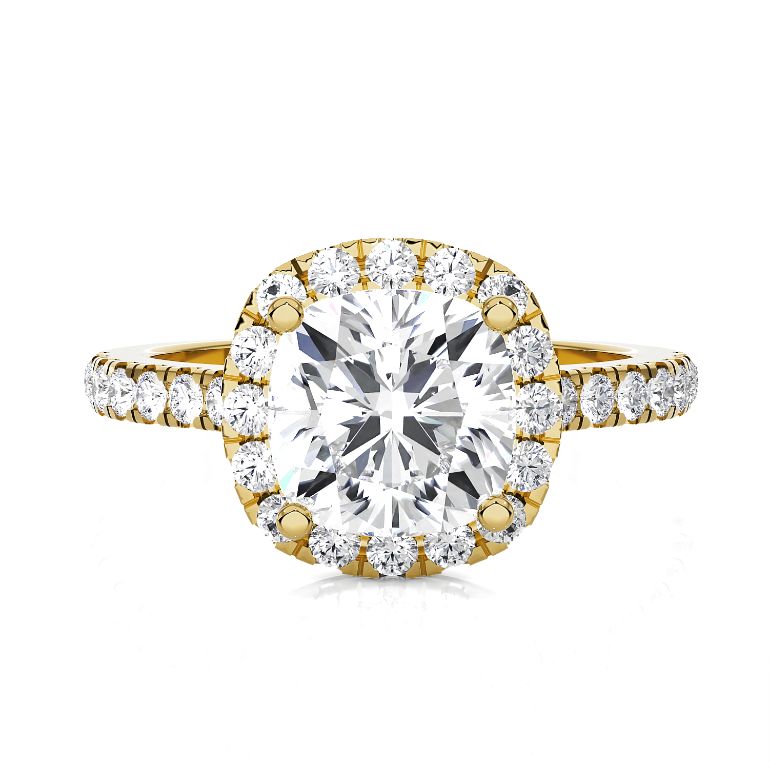 Cushion-Cut Lab Grown Diamond Halo Engagement Ring