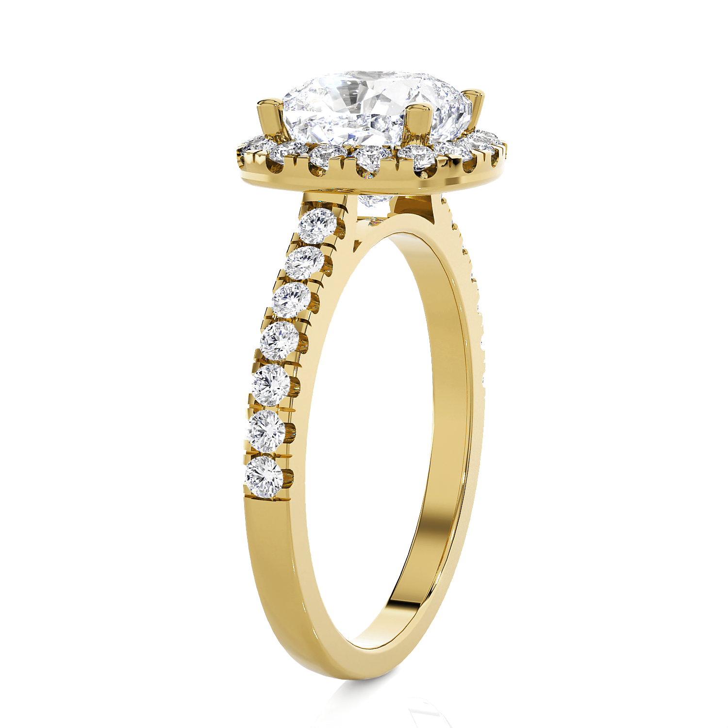Cushion-Cut Lab Grown Diamond Halo Engagement Ring
