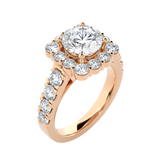Round Lab Grown Diamond Halo Engagement Ring