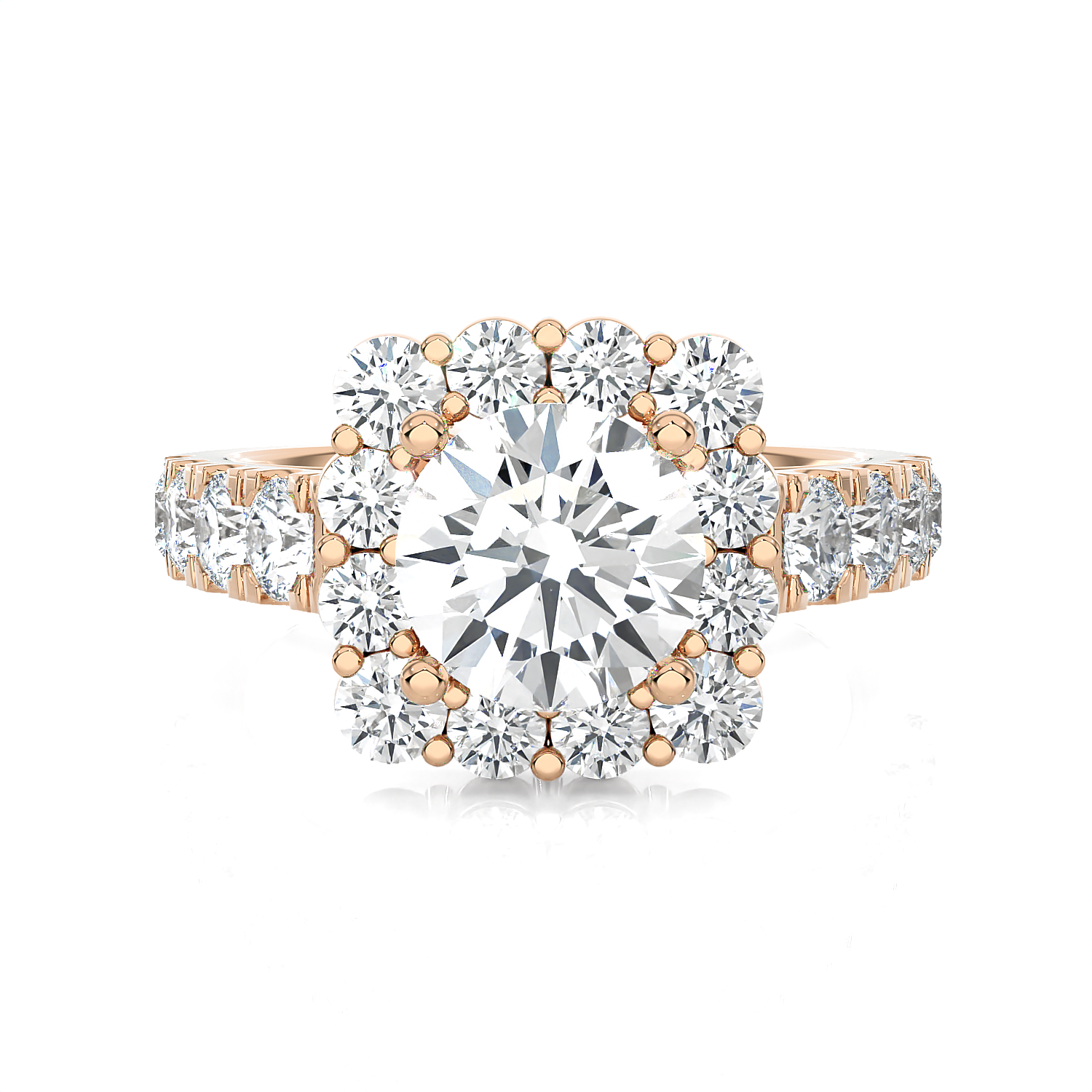 Round Lab Grown Diamond Halo Engagement Ring