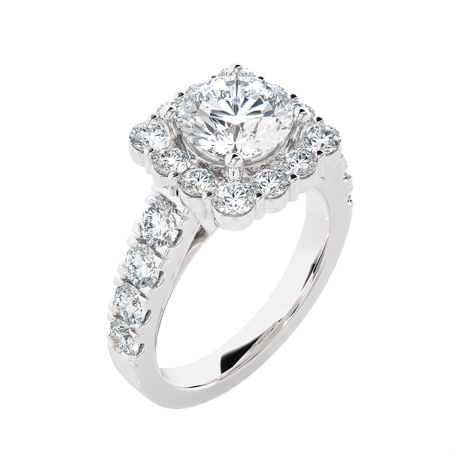 Round Lab Grown Diamond Halo Engagement Ring