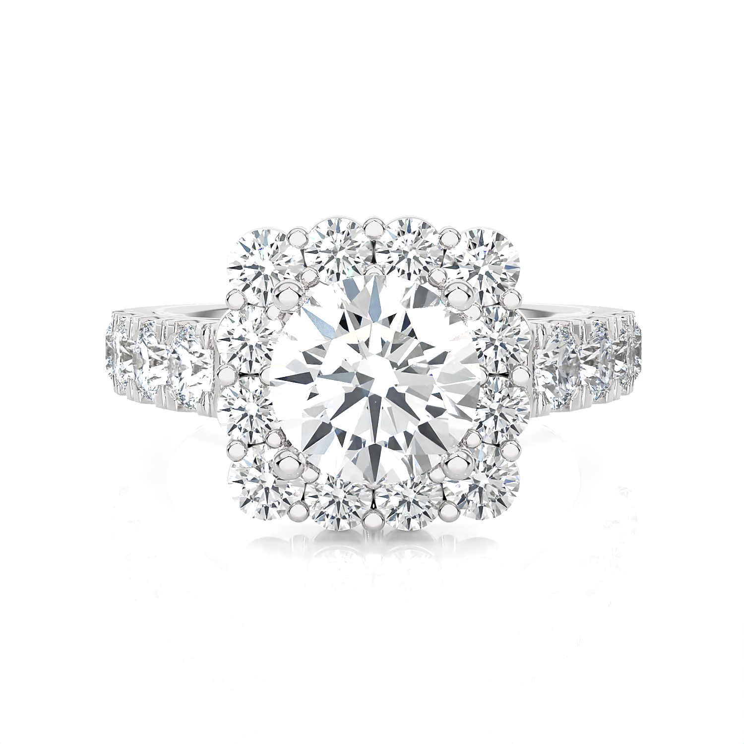 Round Lab Grown Diamond Halo Engagement Ring