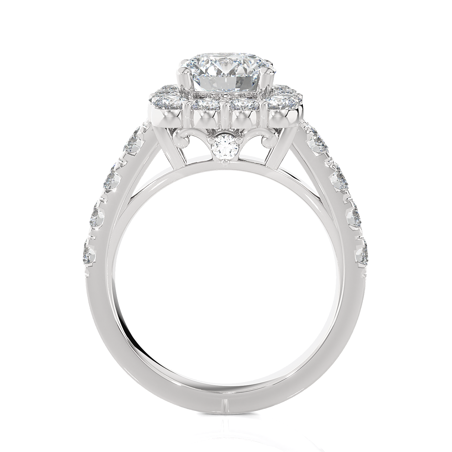 Round Lab Grown Diamond Halo Engagement Ring