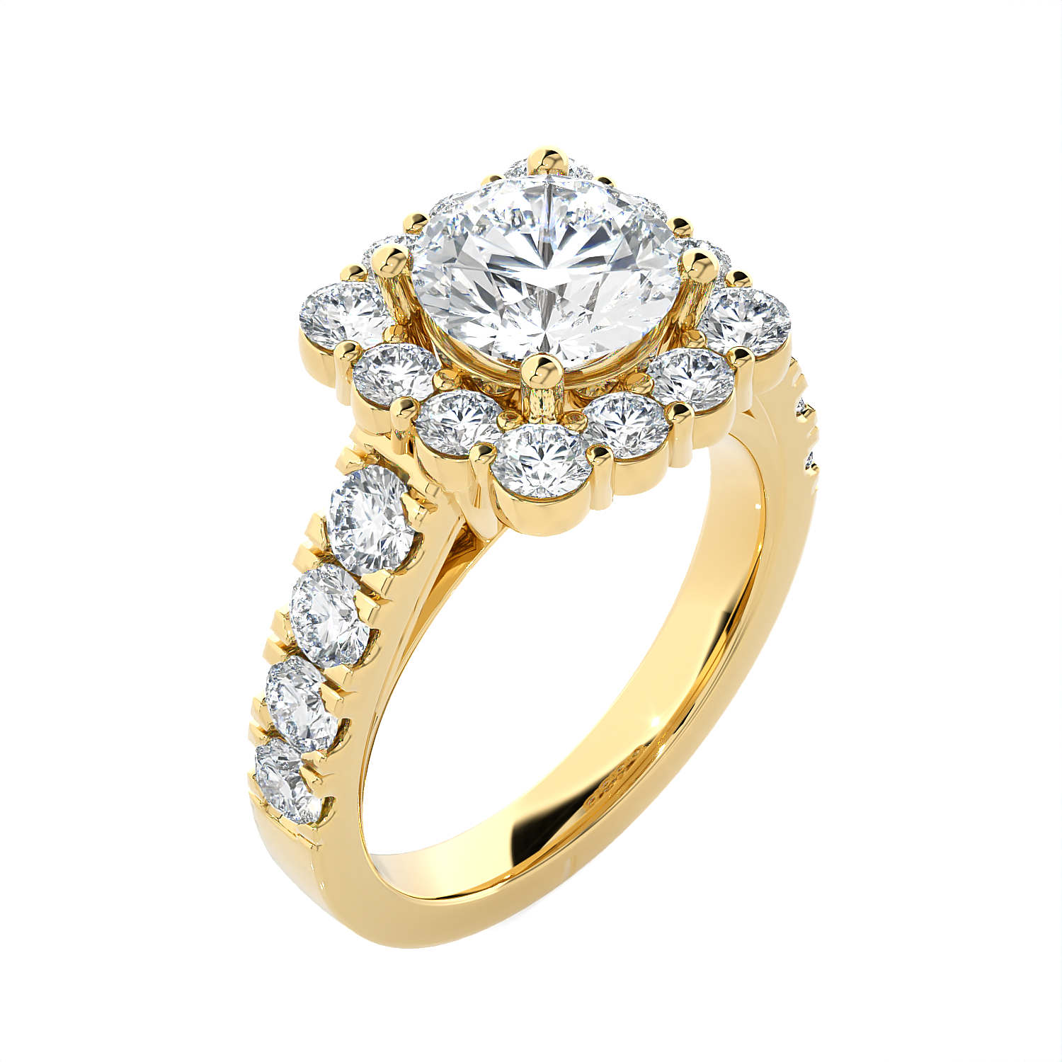 Round Lab Grown Diamond Halo Engagement Ring