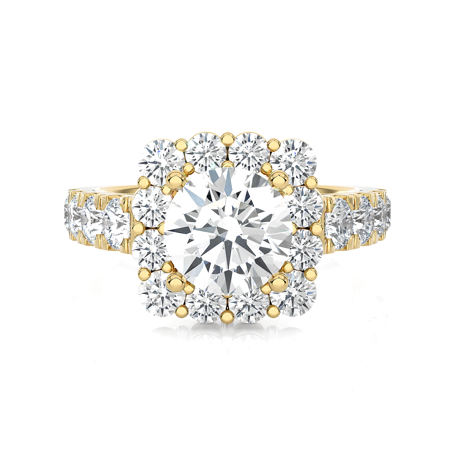 Round Lab Grown Diamond Halo Engagement Ring