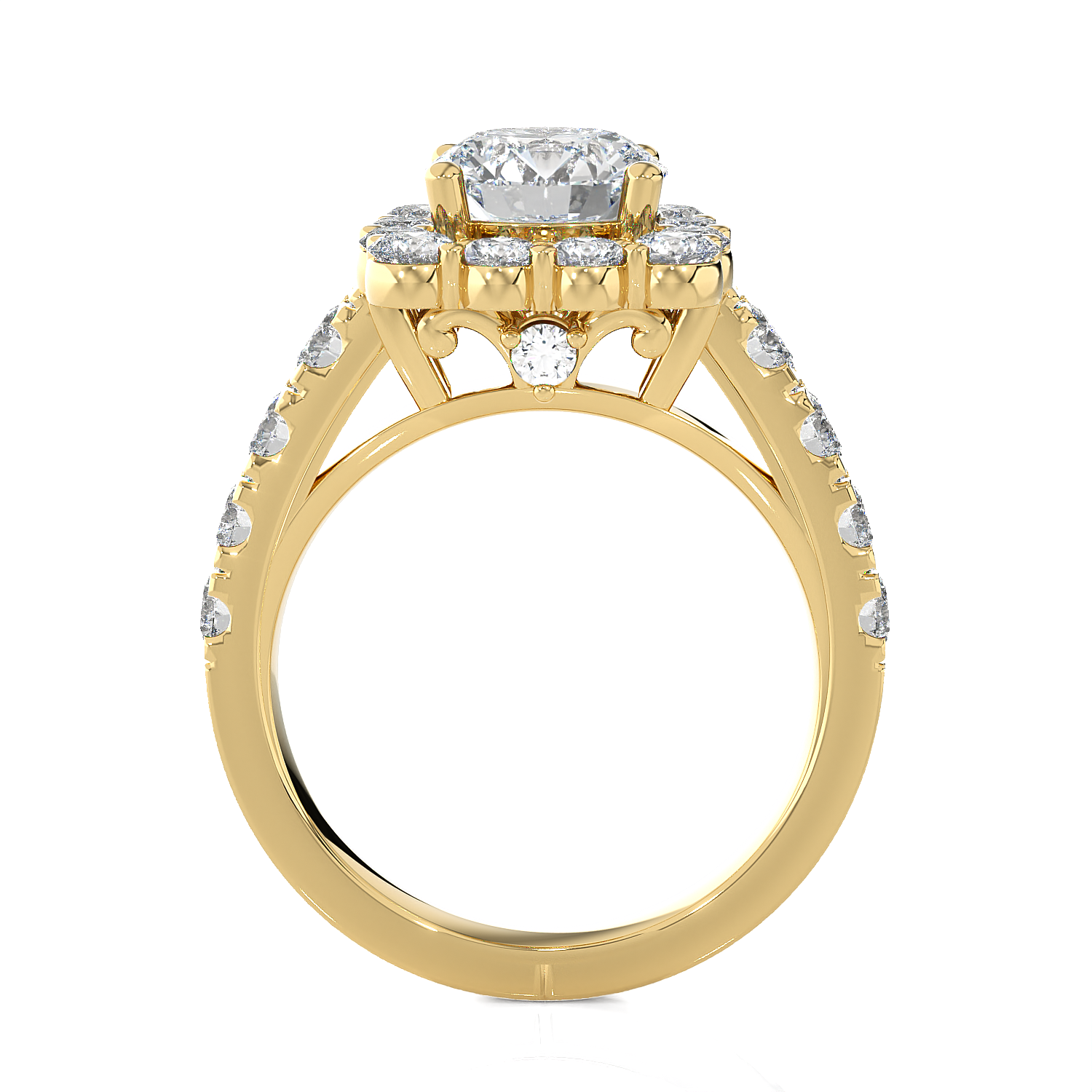 Round Lab Grown Diamond Halo Engagement Ring