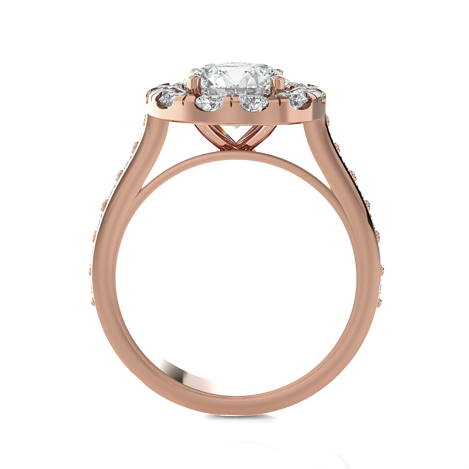 Round Lab Grown Diamond Halo Engagement Ring