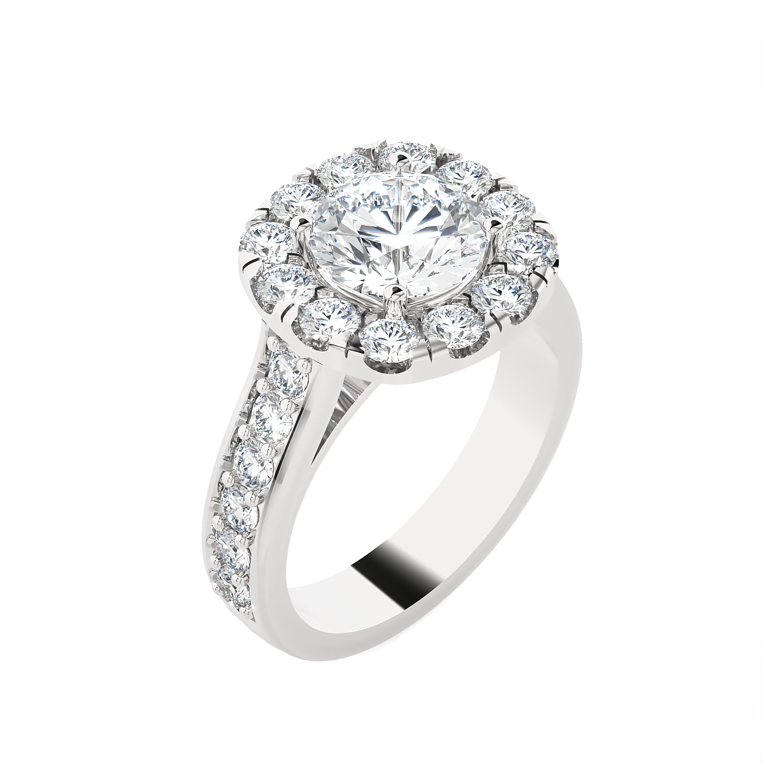Round Lab Grown Diamond Halo Engagement Ring