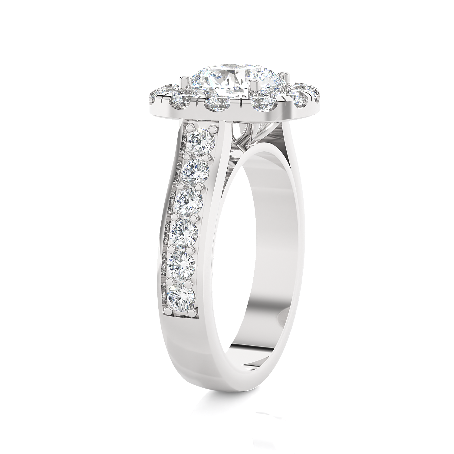 Round Lab Grown Diamond Halo Engagement Ring