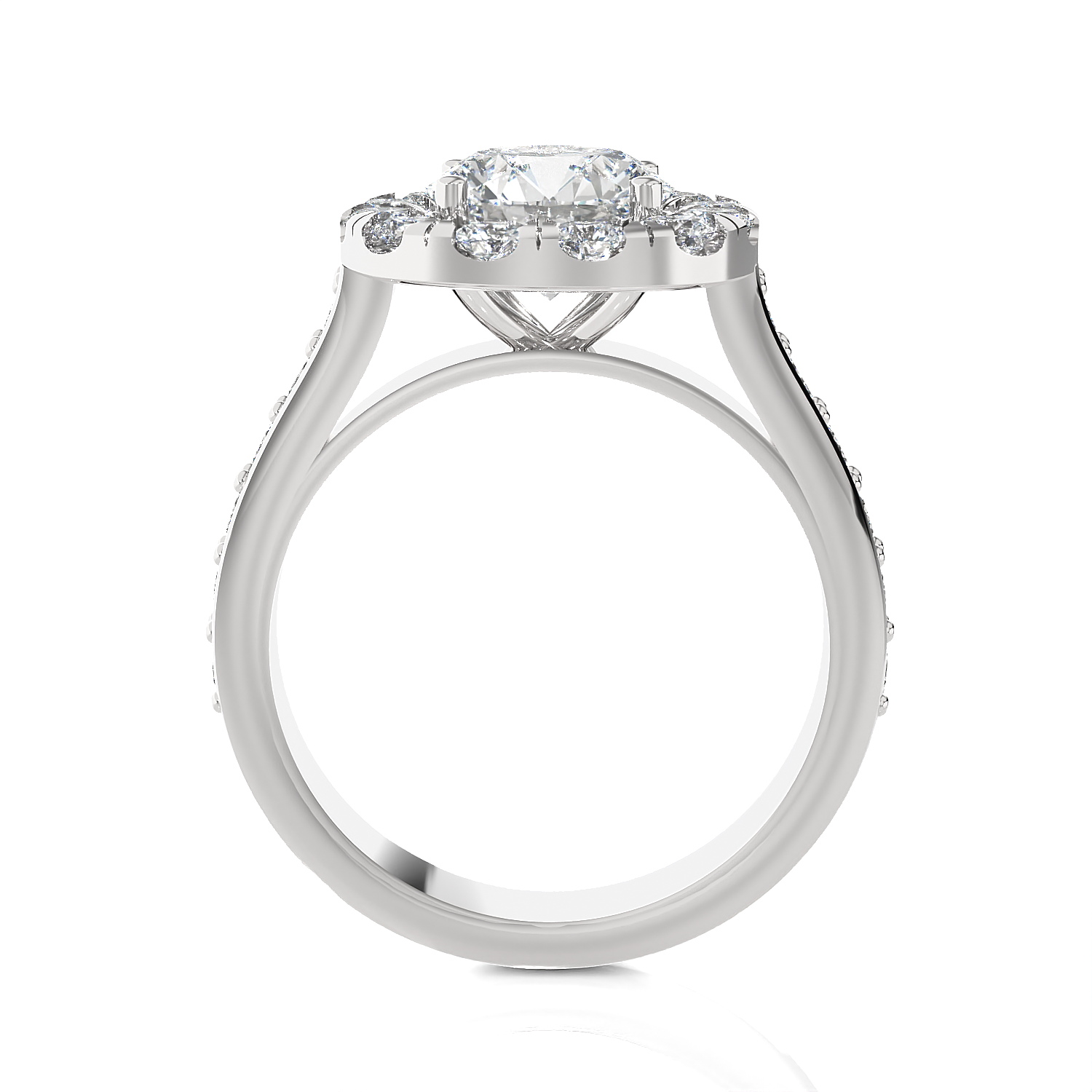 Round Lab Grown Diamond Halo Engagement Ring