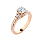 Round Lab Grown Diamond Side Stone Engagement Ring