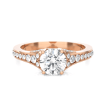Round Lab Grown Diamond Side Stone Engagement Ring