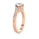 Round Lab Grown Diamond Side Stone Engagement Ring