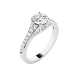 Round Lab Grown Diamond Side Stone Engagement Ring