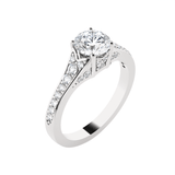 Round Lab Grown Diamond Side Stone Engagement Ring