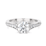 Round Lab Grown Diamond Side Stone Engagement Ring