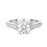 Round Lab Grown Diamond Side Stone Engagement Ring