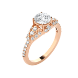 Round Lab Grown Diamond Side Stone Engagement Ring