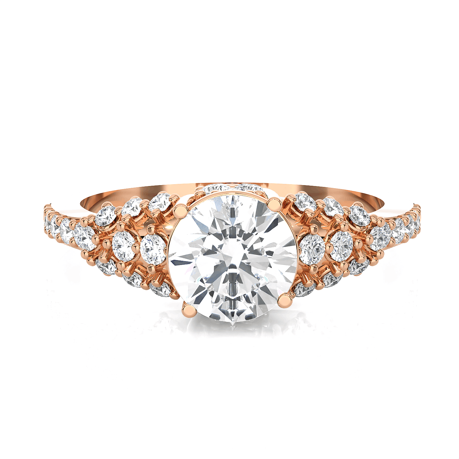 Round Lab Grown Diamond Side Stone Engagement Ring