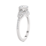 Round Lab Grown Diamond Side Stone Engagement Ring