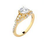 Round Lab Grown Diamond Side Stone Engagement Ring