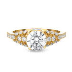 Round Lab Grown Diamond Side Stone Engagement Ring