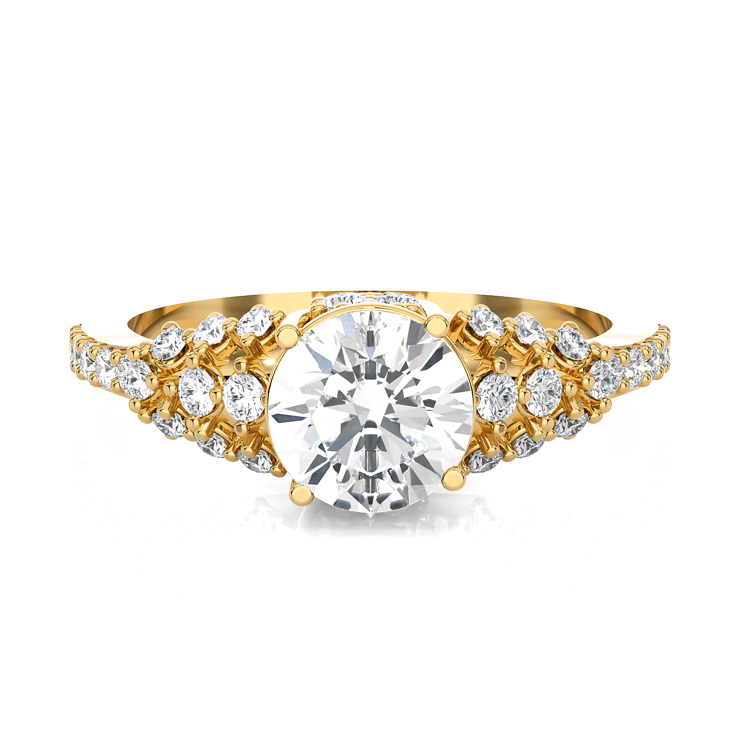 Round Lab Grown Diamond Side Stone Engagement Ring