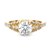 Round Lab Grown Diamond Side Stone Engagement Ring