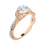 Round Lab Grown Diamond Side Stone Engagement Ring