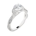Round Lab Grown Diamond Side Stone Engagement Ring
