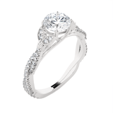 Round Lab Grown Diamond Side Stone Engagement Ring