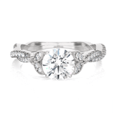 Round Lab Grown Diamond Side Stone Engagement Ring