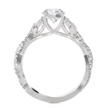Round Lab Grown Diamond Side Stone Engagement Ring