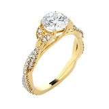 Round Lab Grown Diamond Side Stone Engagement Ring