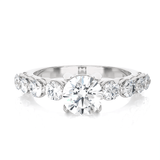 Round Lab Grown Diamond Side Stone Engagement Ring