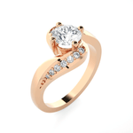 Round Lab Grown Diamond Side Stone Engagement Ring