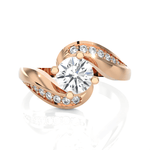Round Lab Grown Diamond Side Stone Engagement Ring