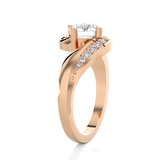 Round Lab Grown Diamond Side Stone Engagement Ring