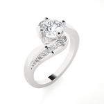 Round Lab Grown Diamond Side Stone Engagement Ring